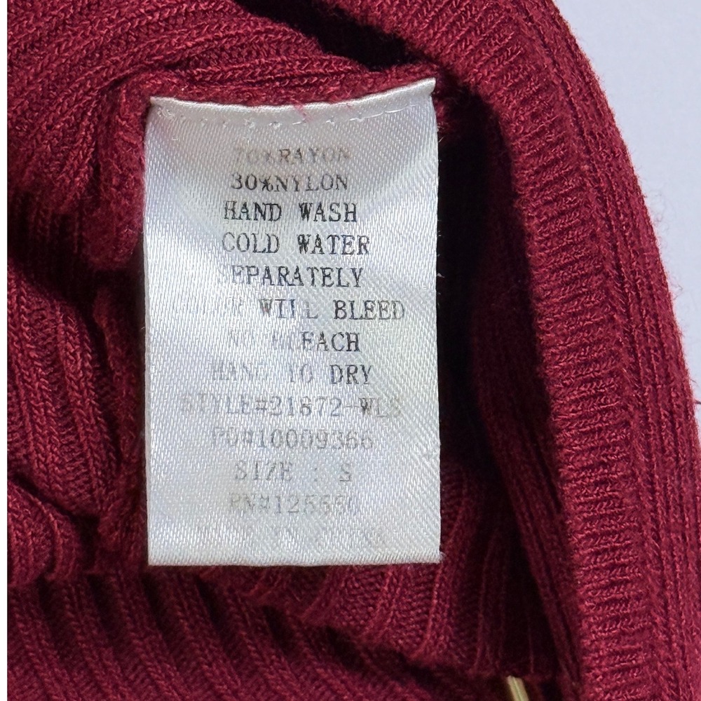 Windsor Ribbed Square Neck Long Sleeve Button Slit Maxi Dress Burgundy Size S‎ - Picture 6 of 8